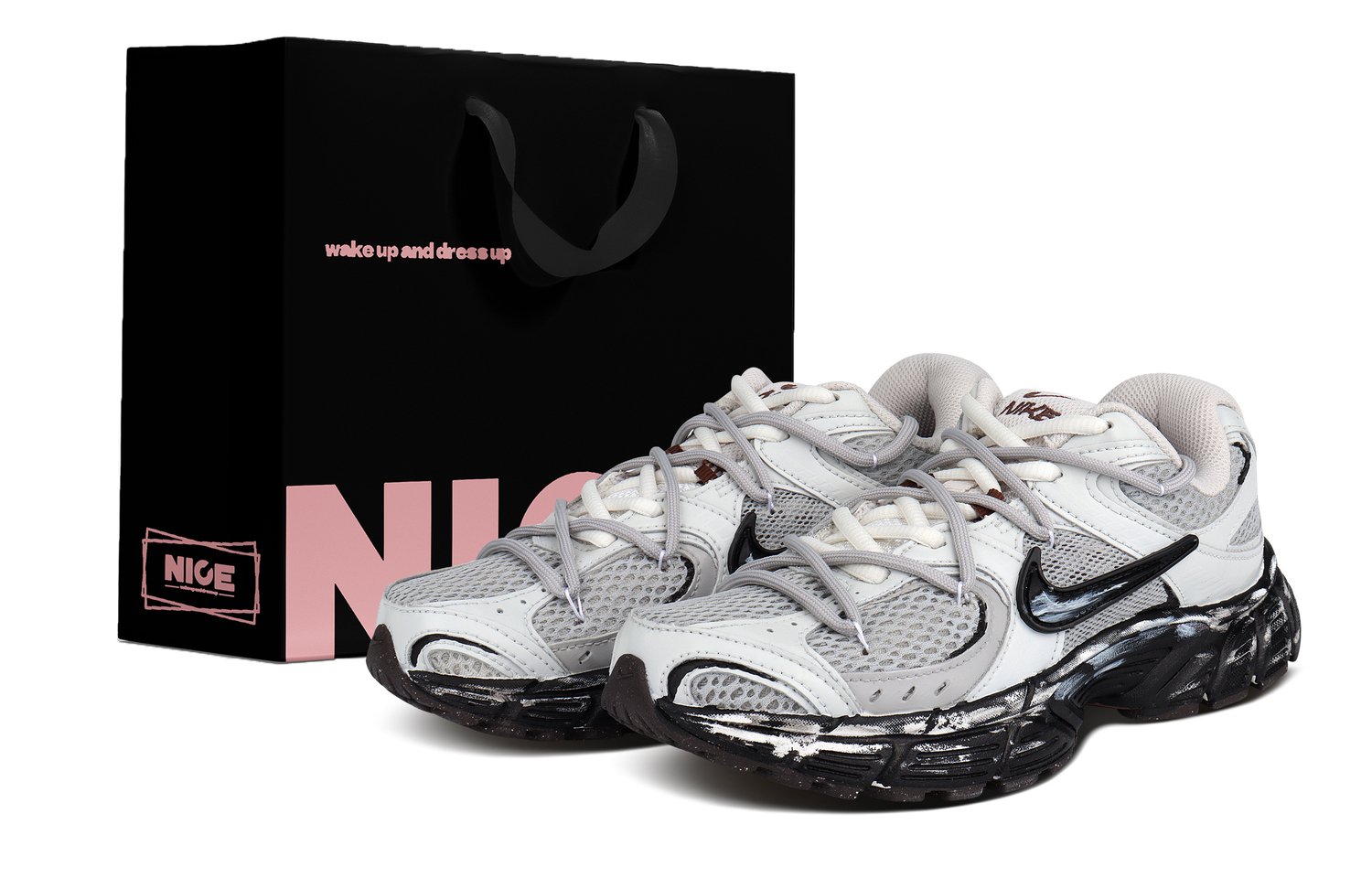 

Nike V5 RNR амортизирующие устойчивые к истиранию дышащие низкие кроссовки для бега унисекс black white