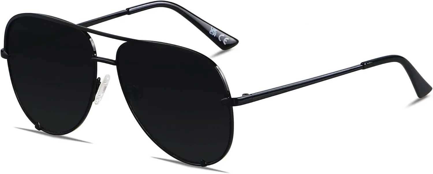 

Солнцезащитные очки-авиаторы ANDWOOD большого размера для женщин и мужчин, с защитой от УФ-излучения, модные солнцезащитные очки, Super Dark Black | Category 4 Lens