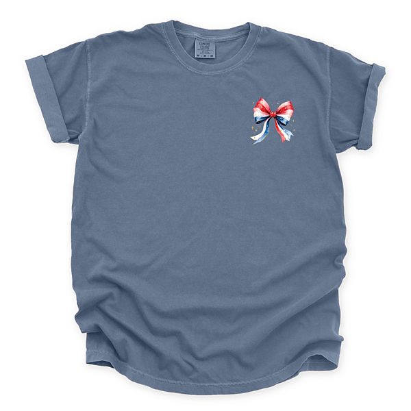 

Футболка с патриотичным бантом и звездой Simply Sage Market, Blue Jean