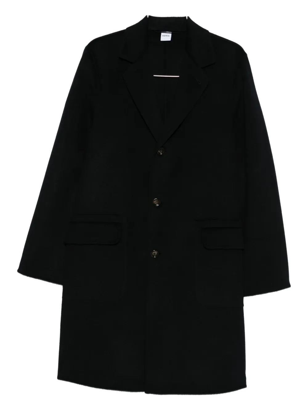 

Однобортное пальто с клапанами на карманах Aspesi, черный