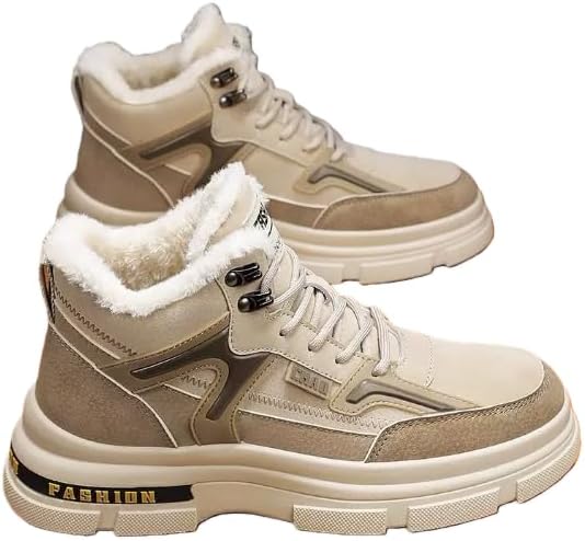 

Мужские зимние модные ботинки для снега, высокие ботинки на щиколотку с флисовой подкладкой, теплые повседневные ботинки с противоскользящей подошвой для холодной погоды, для ежедневного ношения на улице Hhhchpm, хаки