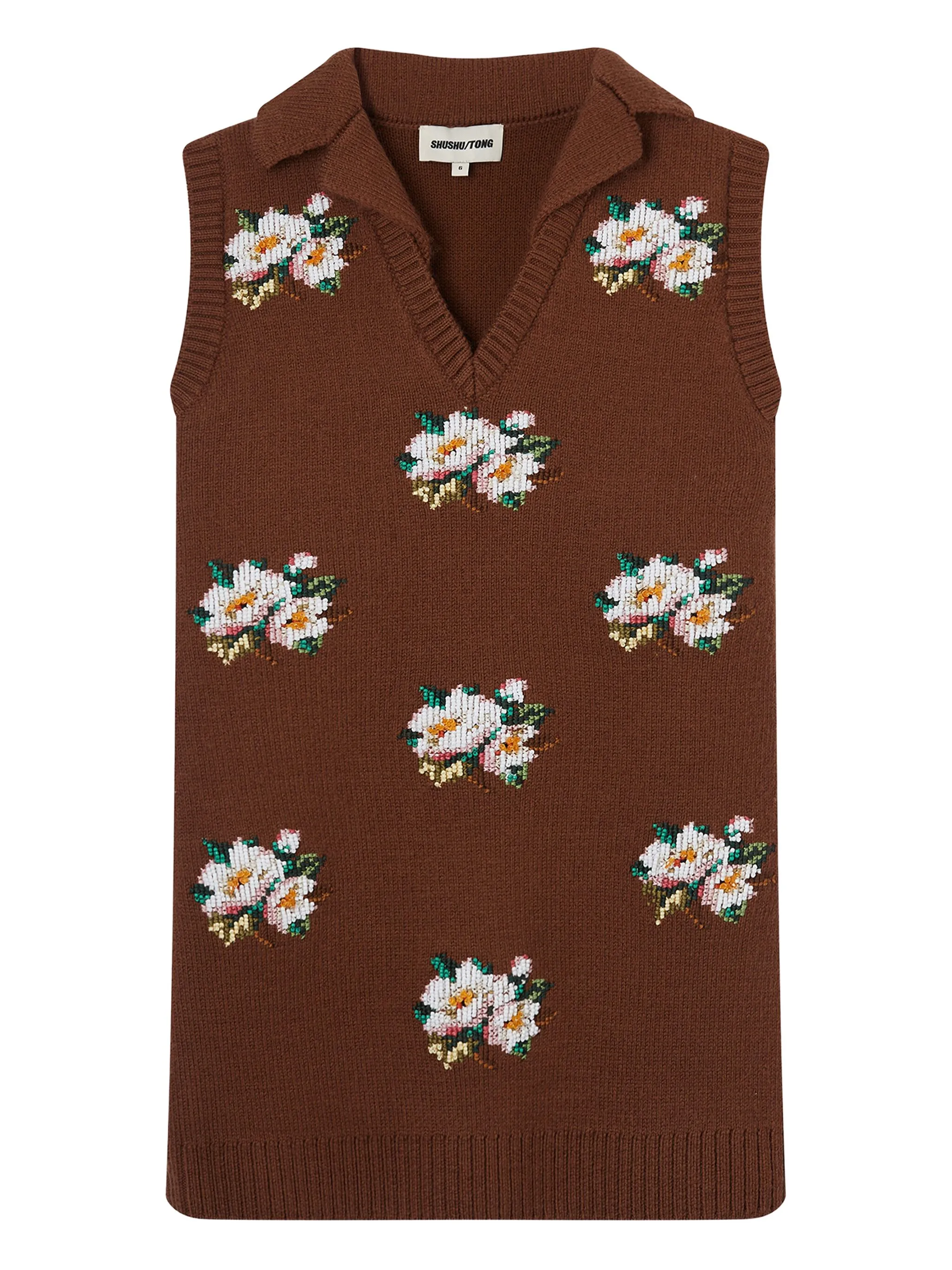 

Платье мини с цветочным принтом Shushu/Tong, коричневый