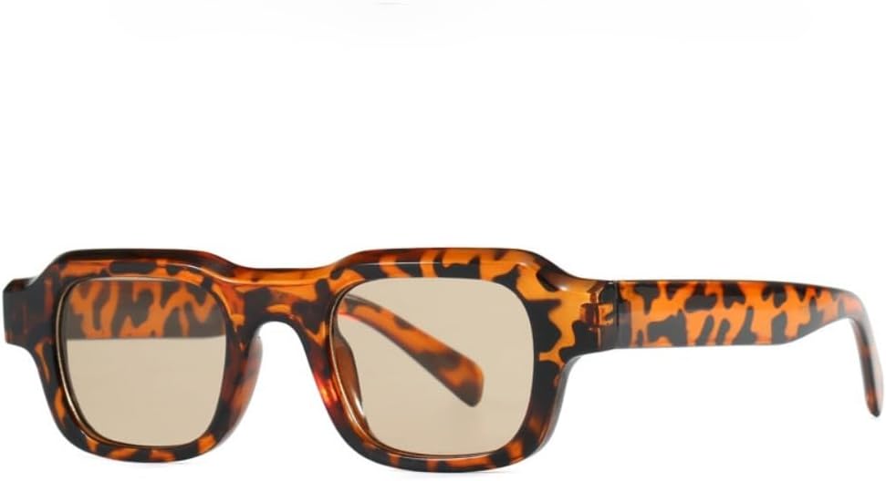

Солнцезащитные очки в стиле ретро с квадратным оправой и леопардовым принтом для женщин и мужчин — черепаховая оправа с тонированными линзами, защита от УФ-излучения ENSARJOE, Leopard/Brown
