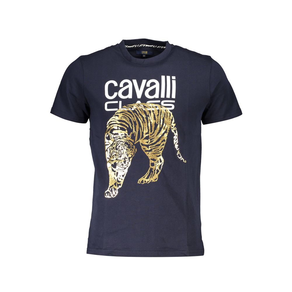 

Синяя хлопковая мужская футболка Cavalli Class