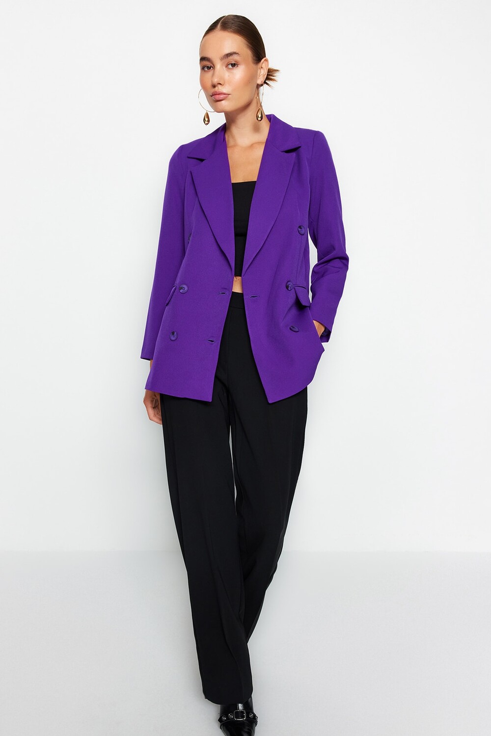 

Блейзер - Фиолетовый - Oversize Trendyol, фиолетовый