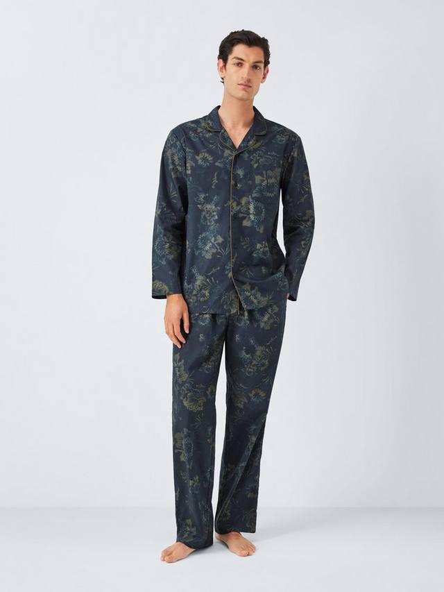 

Органический хлопковый пижамный комплект с цветочным принтом John Lewis, Blue Navy