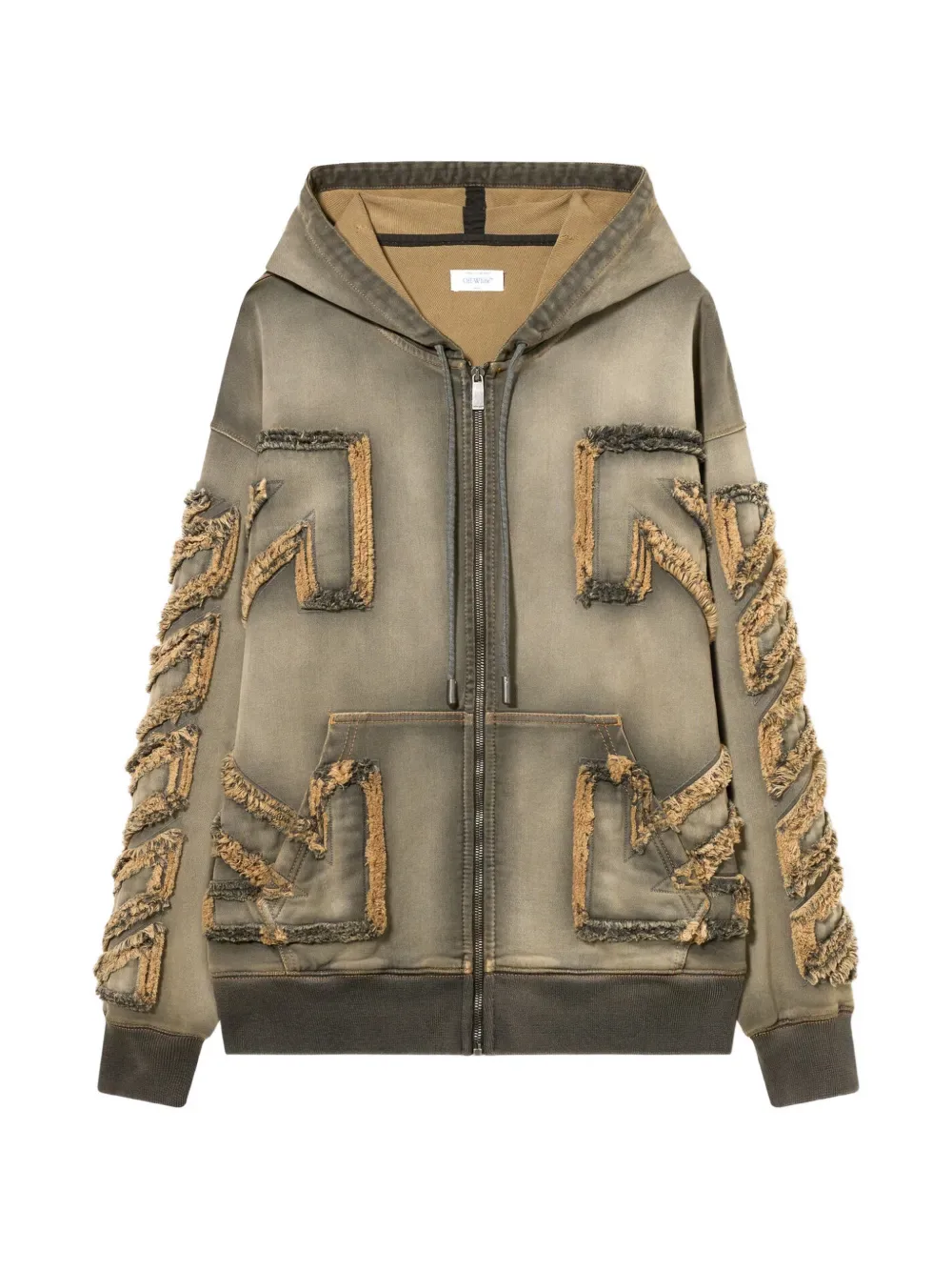 

Фактурное худи на молнии со стрелой Off-White, зеленый