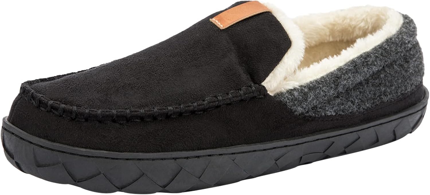 

Мужские мокасины deenor с уютной стелькой из пены с эффектом памяти для дома и улицы, нескользящие замшевые тапочки, черный