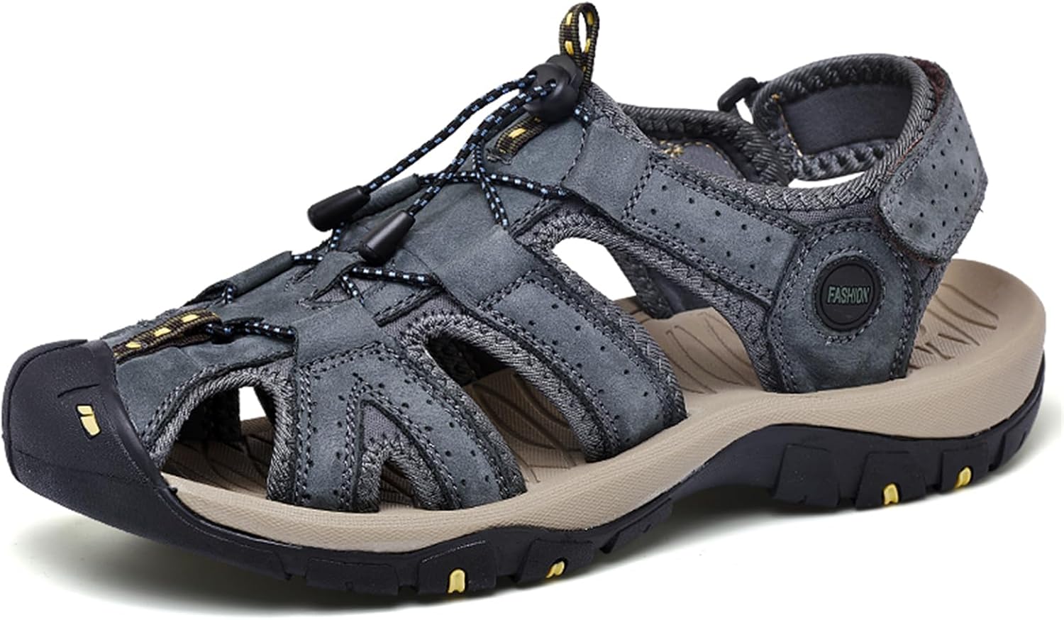 

Мужские спортивные сандалии Abborora для активного отдыха, походов, закрытый носок, кожаные, легкие, для троп и повседневной носки, синий