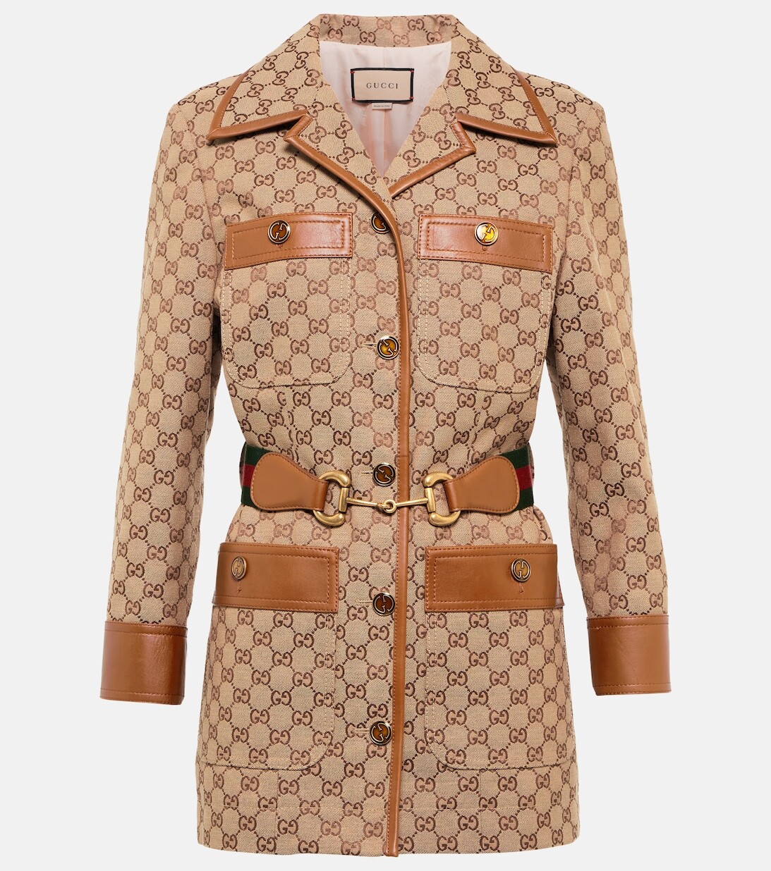 

Куртка GG из ткани и кожи GUCCI, нейтральный, Коричневый, Куртка GG из ткани и кожи GUCCI, нейтральный
