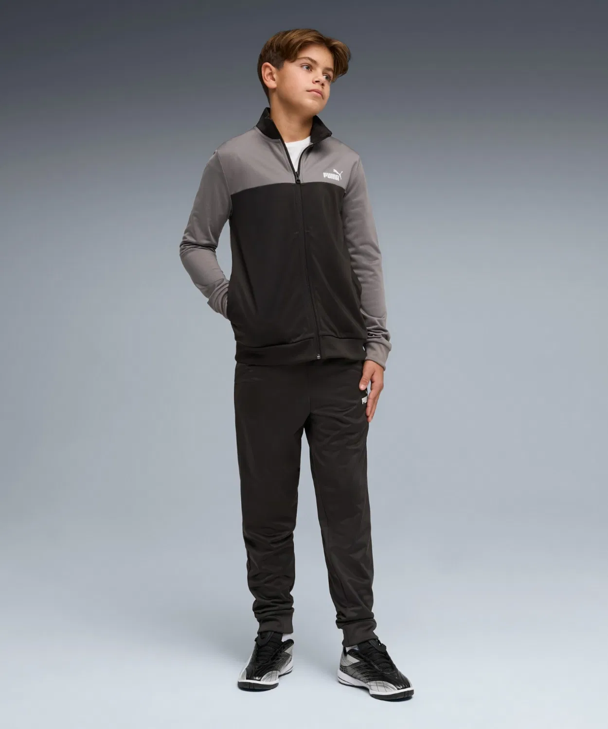 Детский спортивный костюм PUMA Poly Colorblock Suit, 2 предмета, чёрный