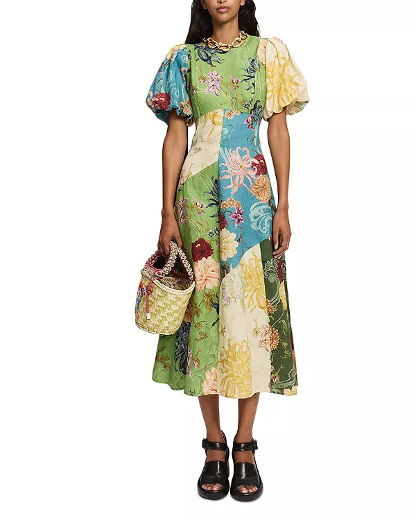 

Платье миди Avery с комбинированными элементами Alémais, мультиколор