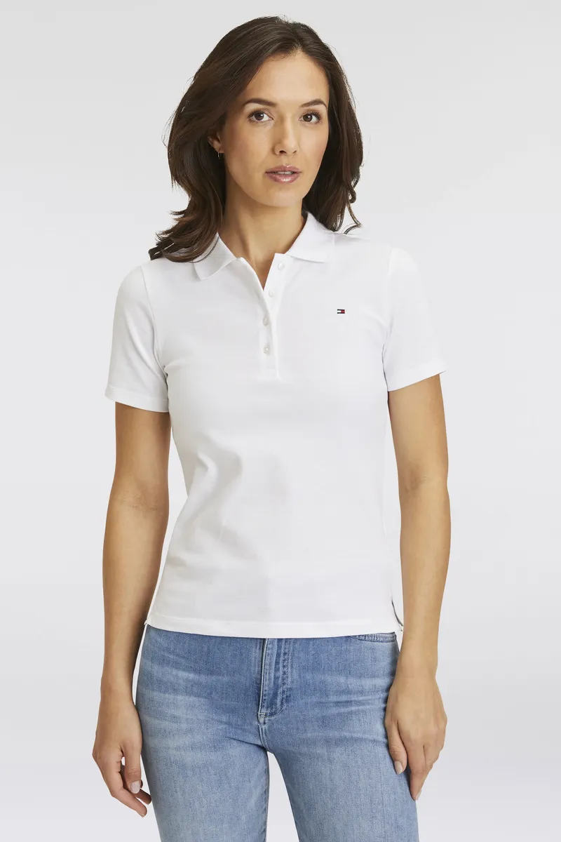 

Рубашка-поло Tommy Hilfiger "1985 SLIM PIQUE POLO SS" с флагом-логотипом Tommy Hilfiger, цвет Th_Optic_White