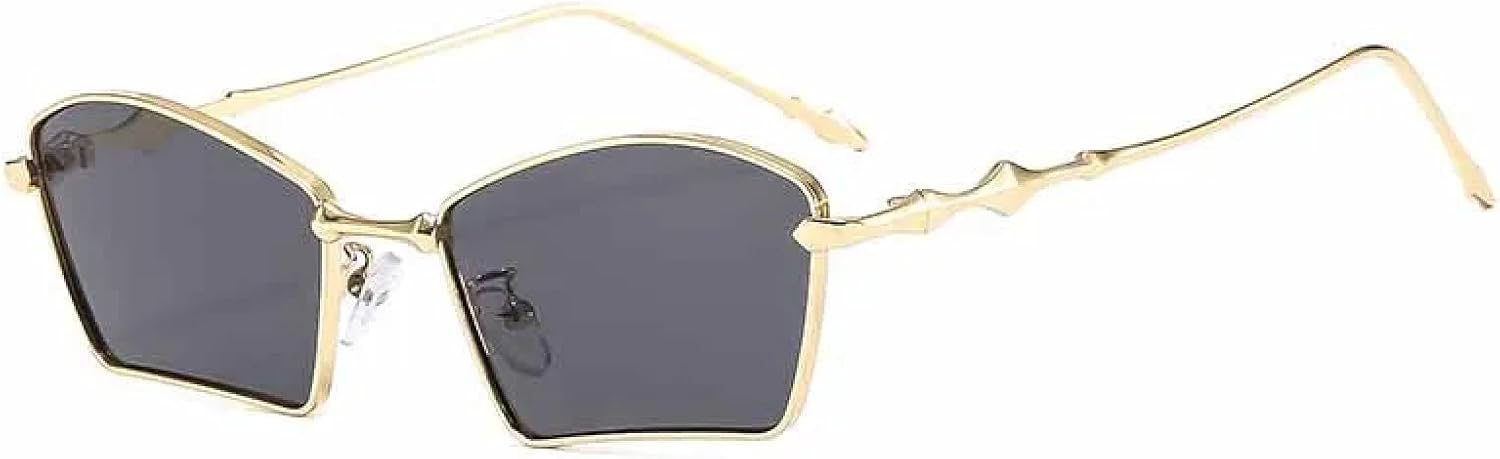 

Ретро-солнцезащитные очки неправильной формы, высококачественные, для женщин и мужчин, модные, в металлической оправе, в стиле панк, для путешествий, с защитой от УФ-излучения UV400 TKKTLLT, Gold Gray