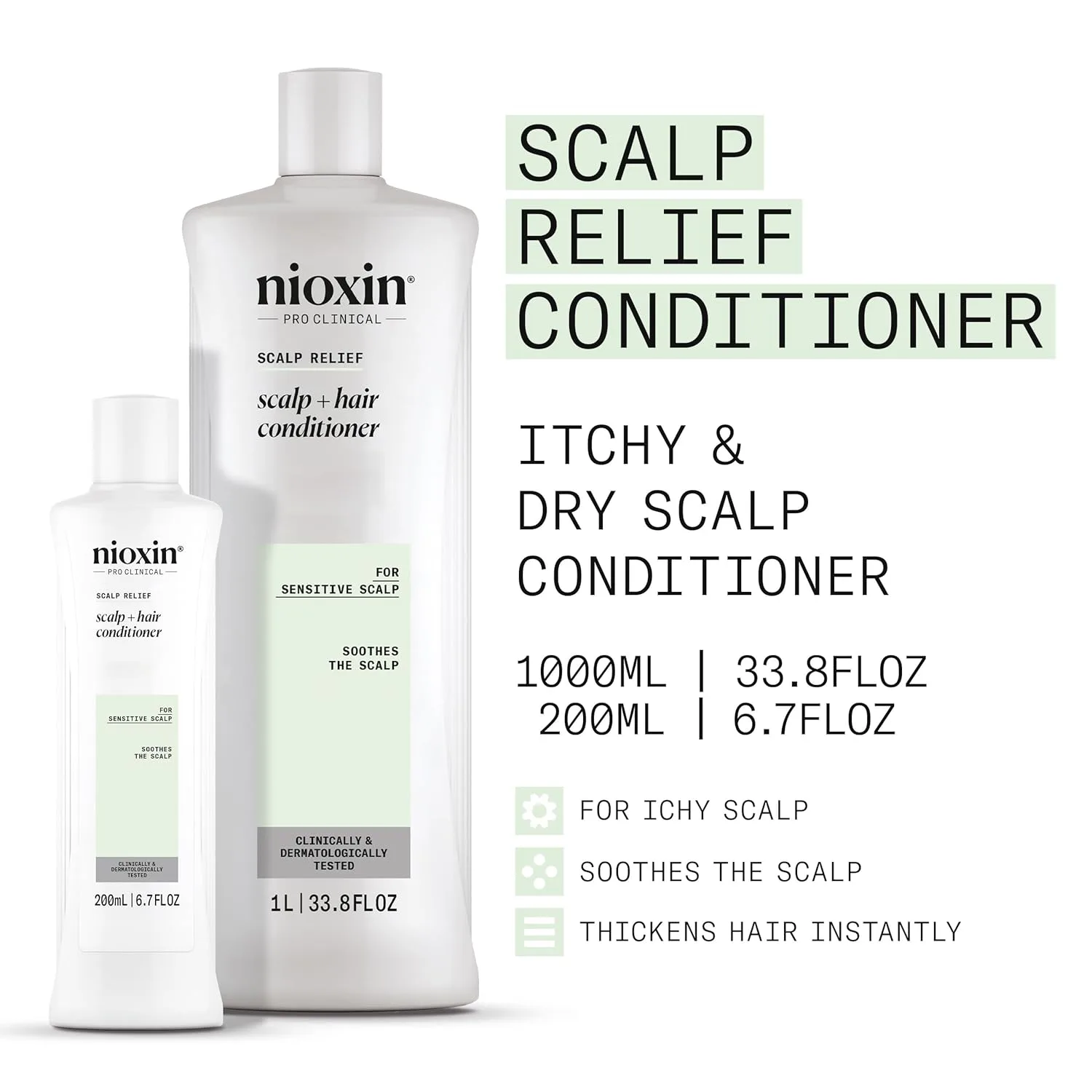 Кондиционер для волос Nioxin Scalp Relief | Успокаивает, увлажняет и утолщает волосы | Для чувствительной, сухой и зудящей кожи головы | С алоэ вера и витамином Е 1000 мл (.) — фото 2