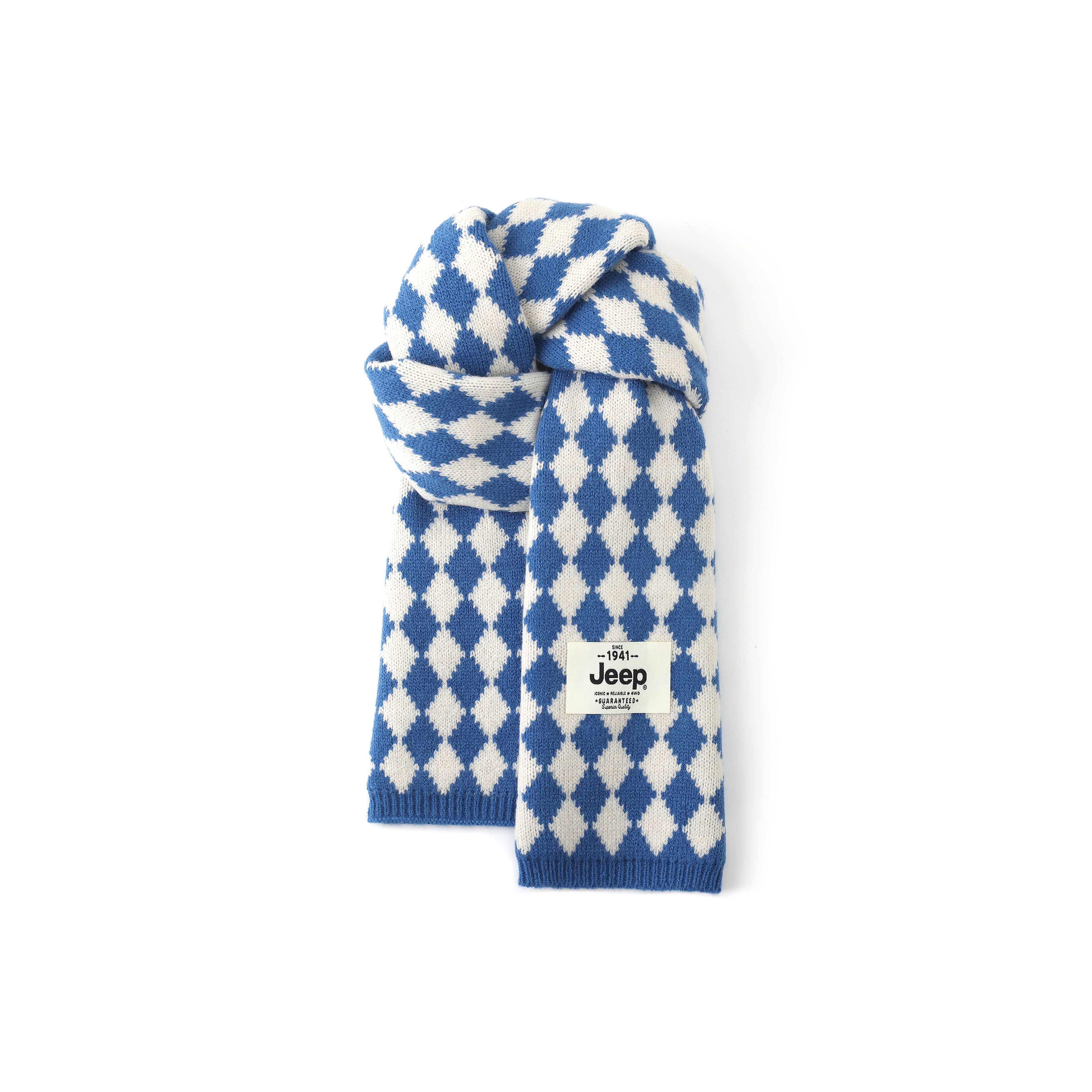 

Шарф из полиэстера Unisex Jeep, diamond pattern синий