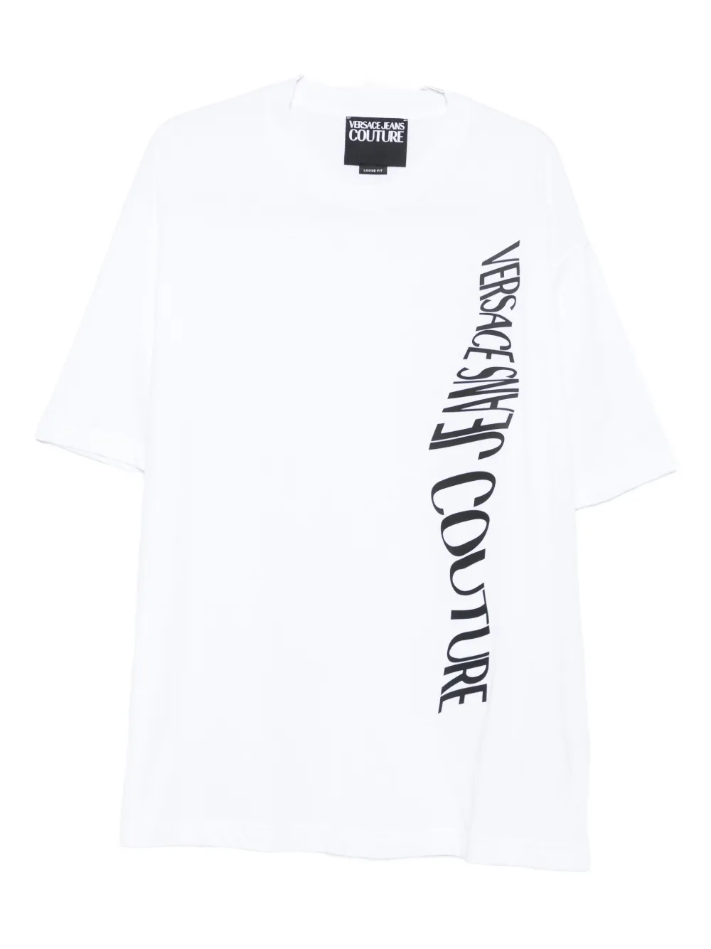 

Футболка с вертикальным логотипом Versace Jeans Couture, белый