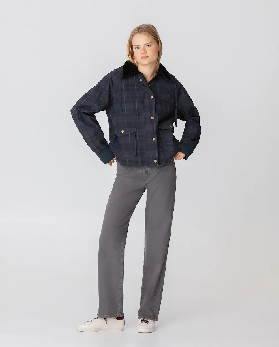 

Женская водонепроницаемая парка в клетку Noon, темно-синий