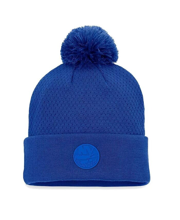

Женская шапка Royal New York Islanders Authentic Pro Road с манжетами и помпоном Fanatics