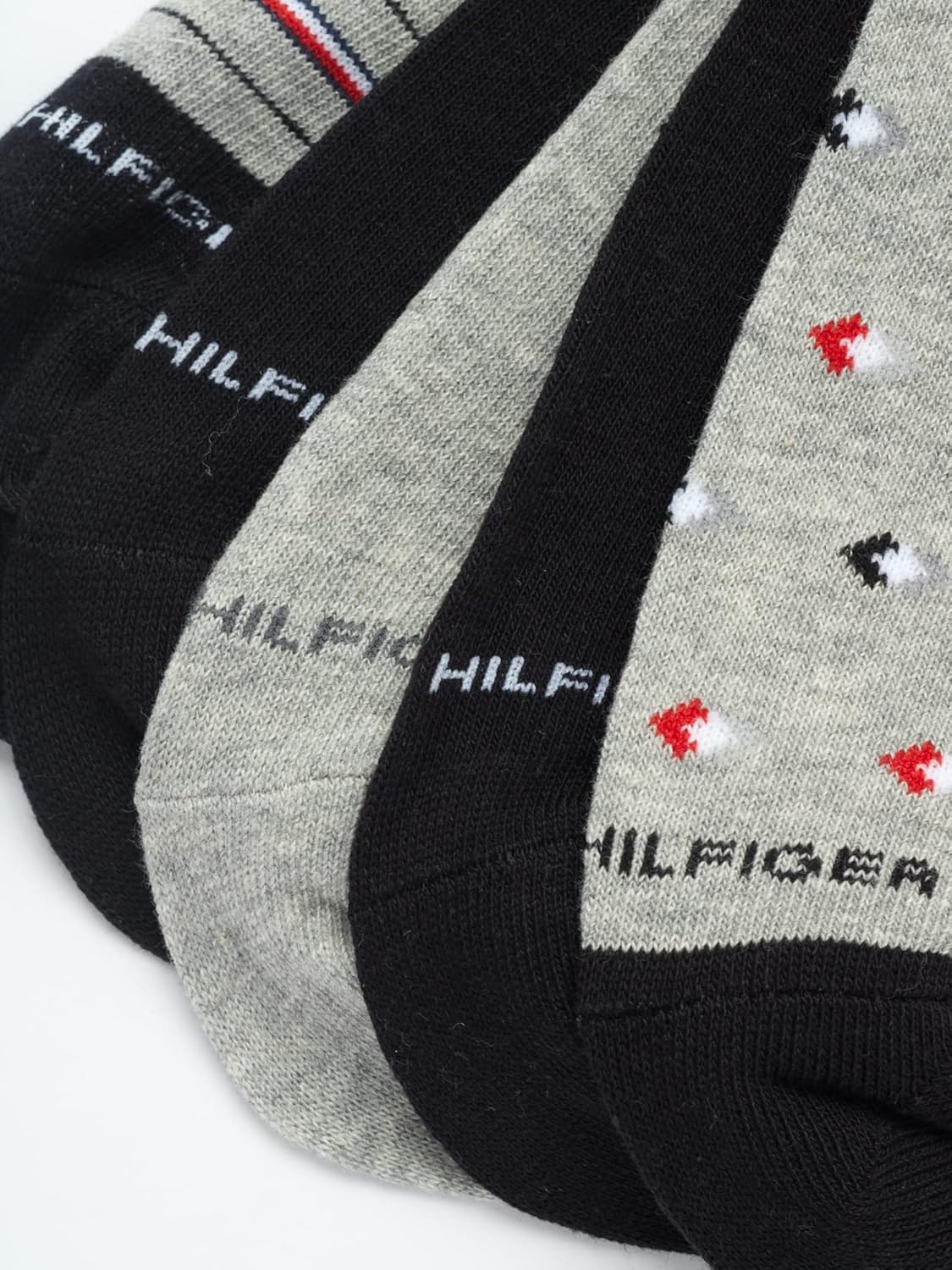 Мужские повседневные носки Tommy Hilfiger из мягкой хлопковой смеси - 10 пар, Grey/Black — фото 4