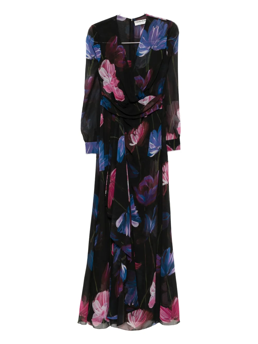 

Платье макси с оборками и цветочным принтом CHIARA BONI La Petite Robe, черный