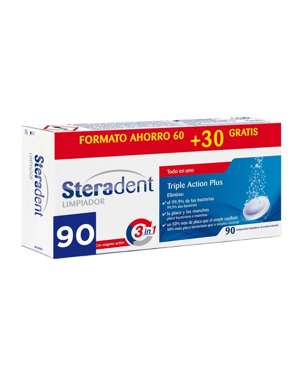 90 очищающих таблеток тройного действия Steradent