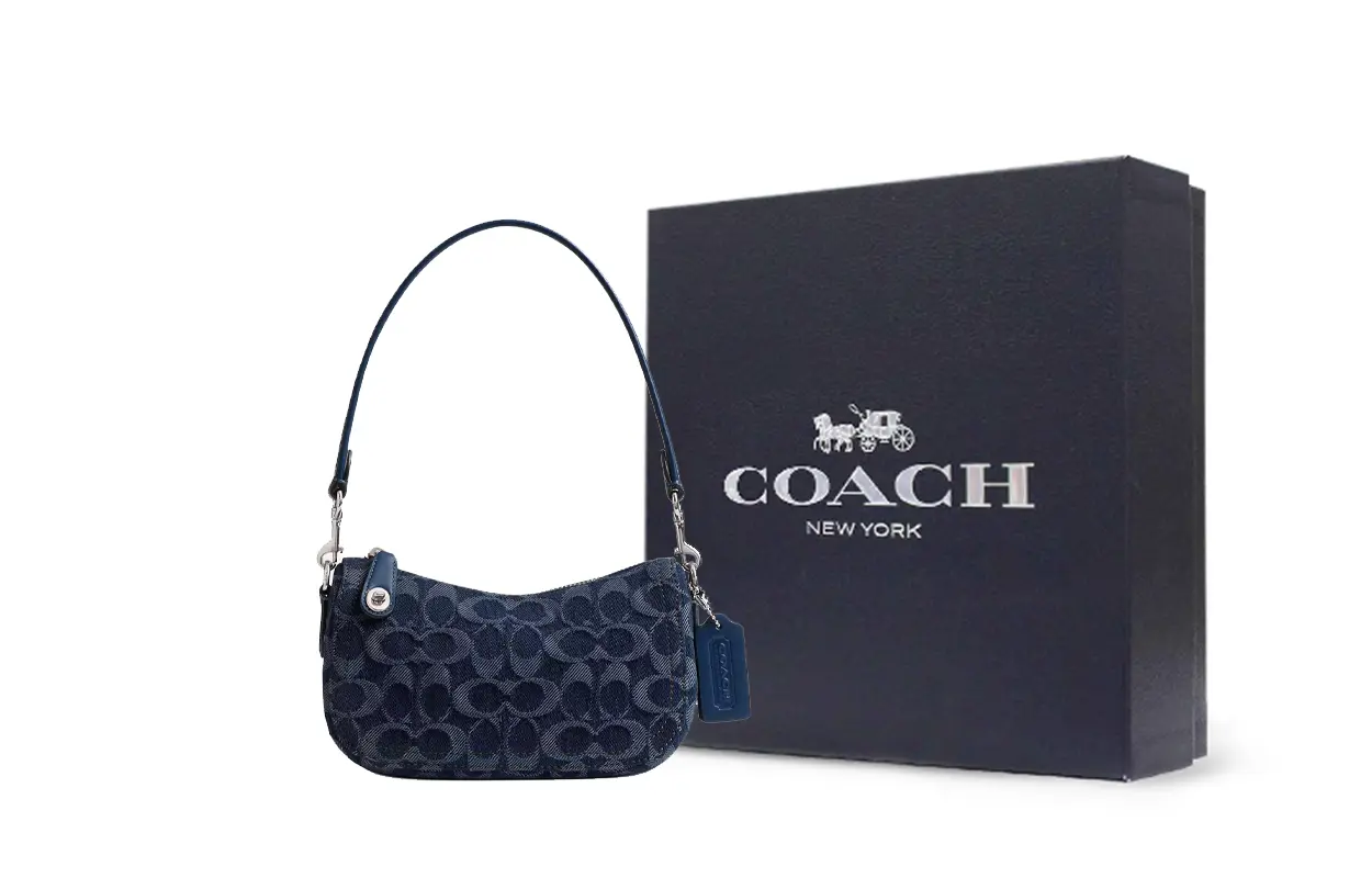 

COACH Сумка через плечо джинсовая женская тёмно-синяя