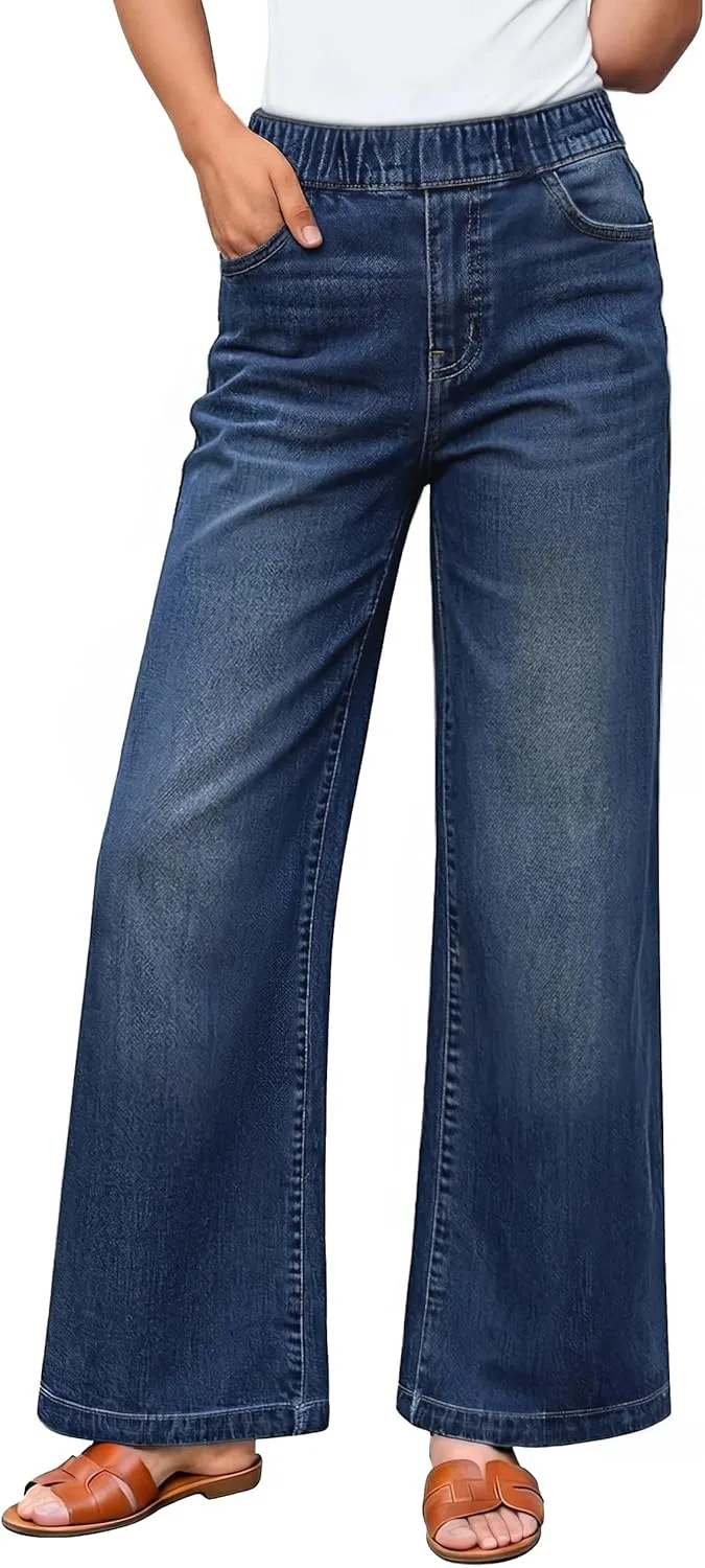 

ZESICA широкие джинсы для женщин с высокой посадкой, эластичные