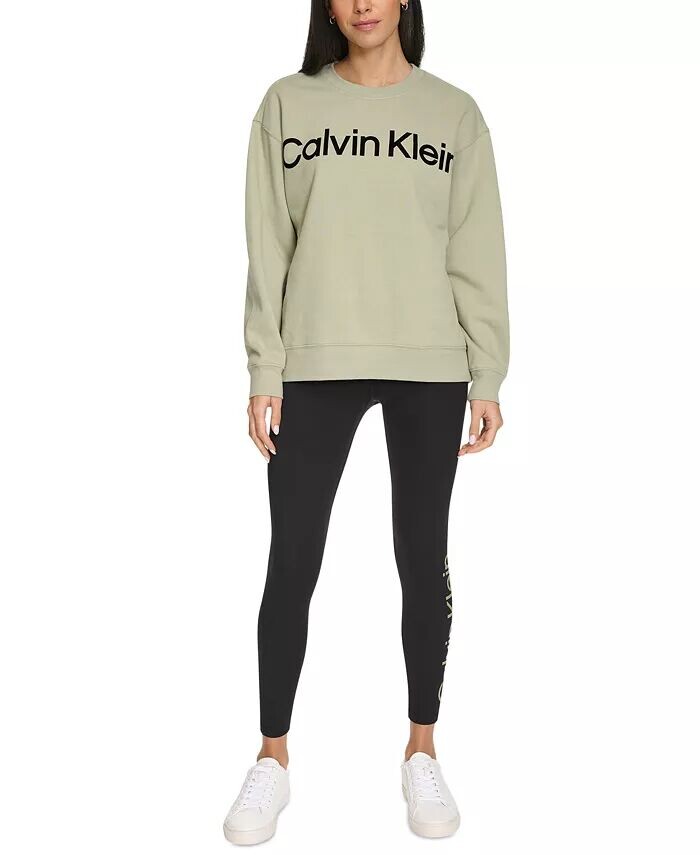 

Женский флисовый флокированный свитер с круглым вырезом Calvin Klein, коричневый