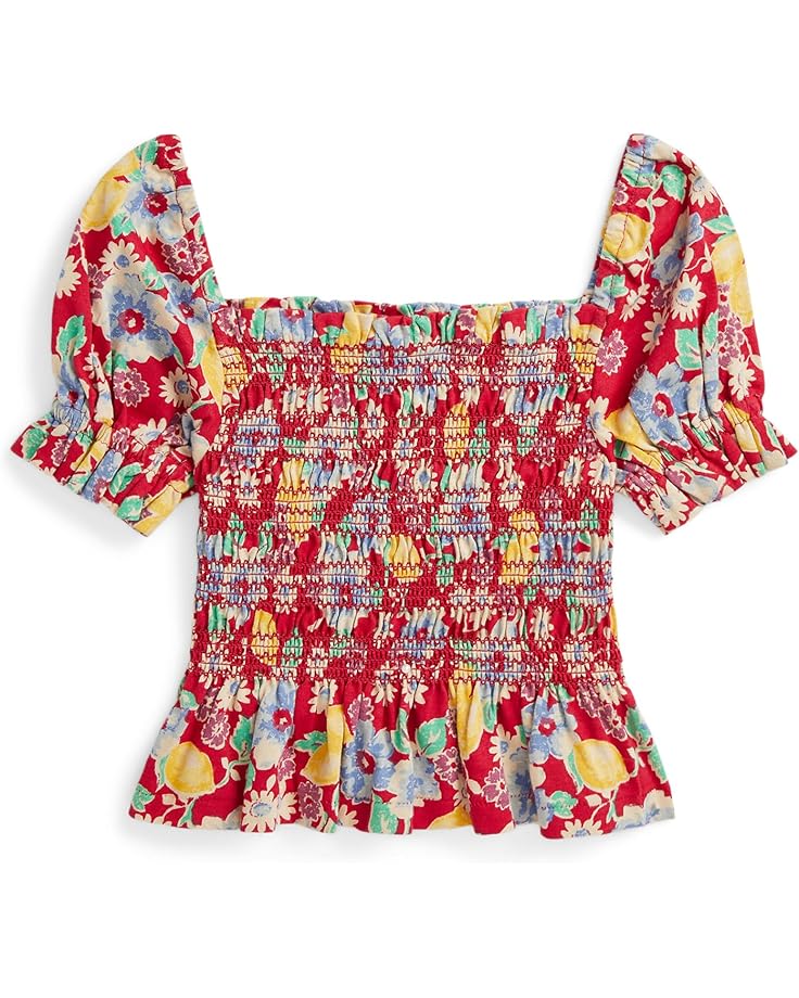 

Топ Polo Ralph Lauren Kids Floral Smocked Cotton Jersey Top, цвет Lemon Floral W/Riverside