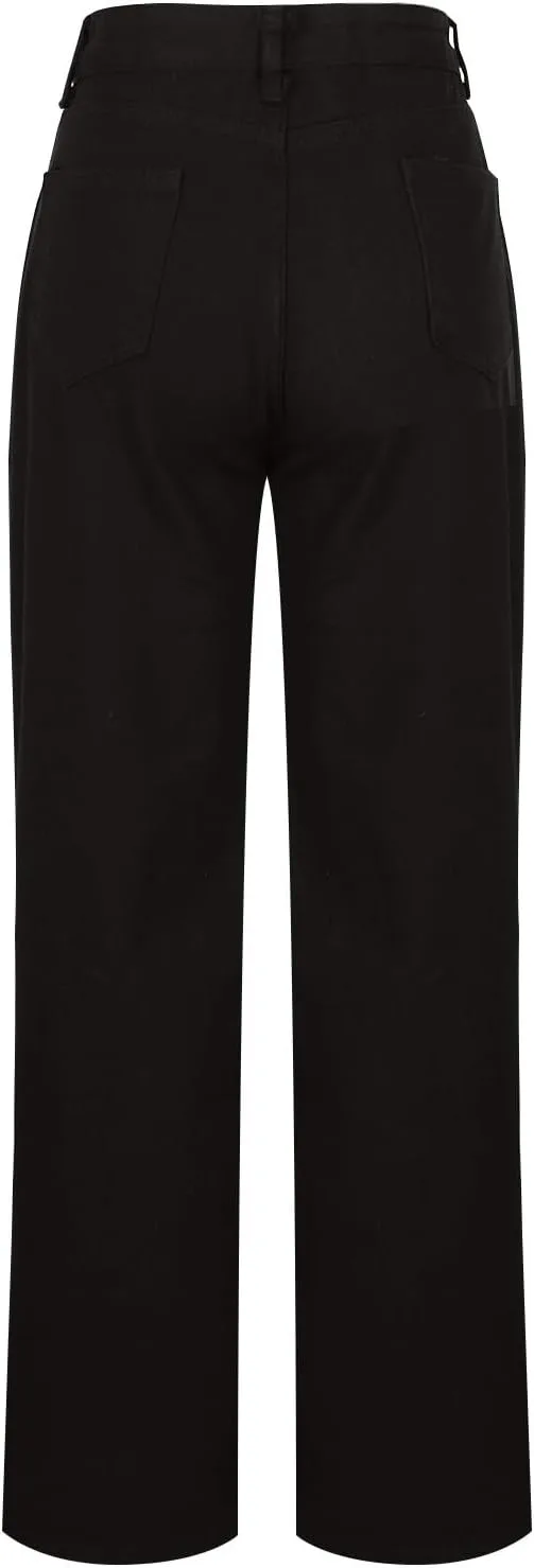 Женские джинсы Wide Leg Straight High Waisted Baggy Jean Trousers Vintage Y2k Boyfriend Solid Color Denim Pants с карманами — фото 4