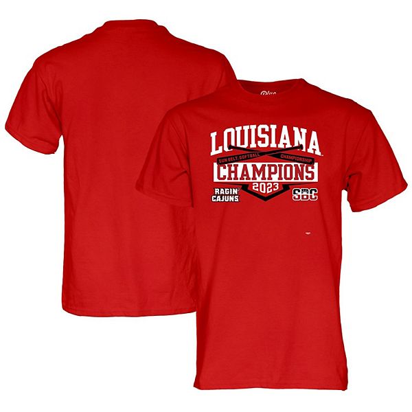 

Мужская синяя футболка 84 cardinal louisiana ragin' cajuns 2023 ncaa sunbelt softball conference tournament champions Unbranded