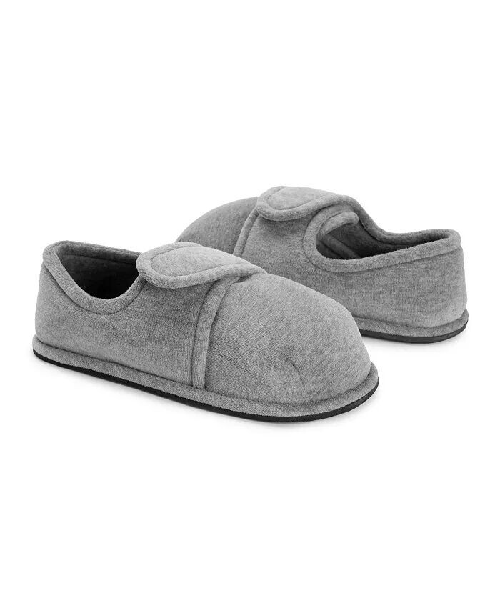 Мужские регулируемые велюровые тапочки Softones By Unisex, серые, M (W- 10-12 M- 7-9) MUK LUKS, серый — фото 3
