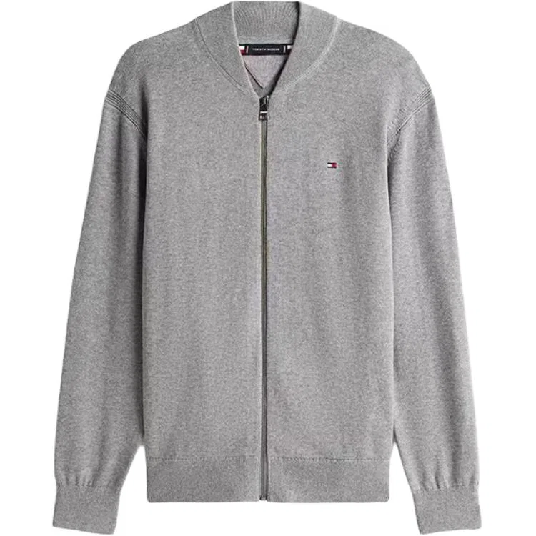 Кардиган мужской вязаный с воротником-стойкой, light gray Tommy Hilfiger