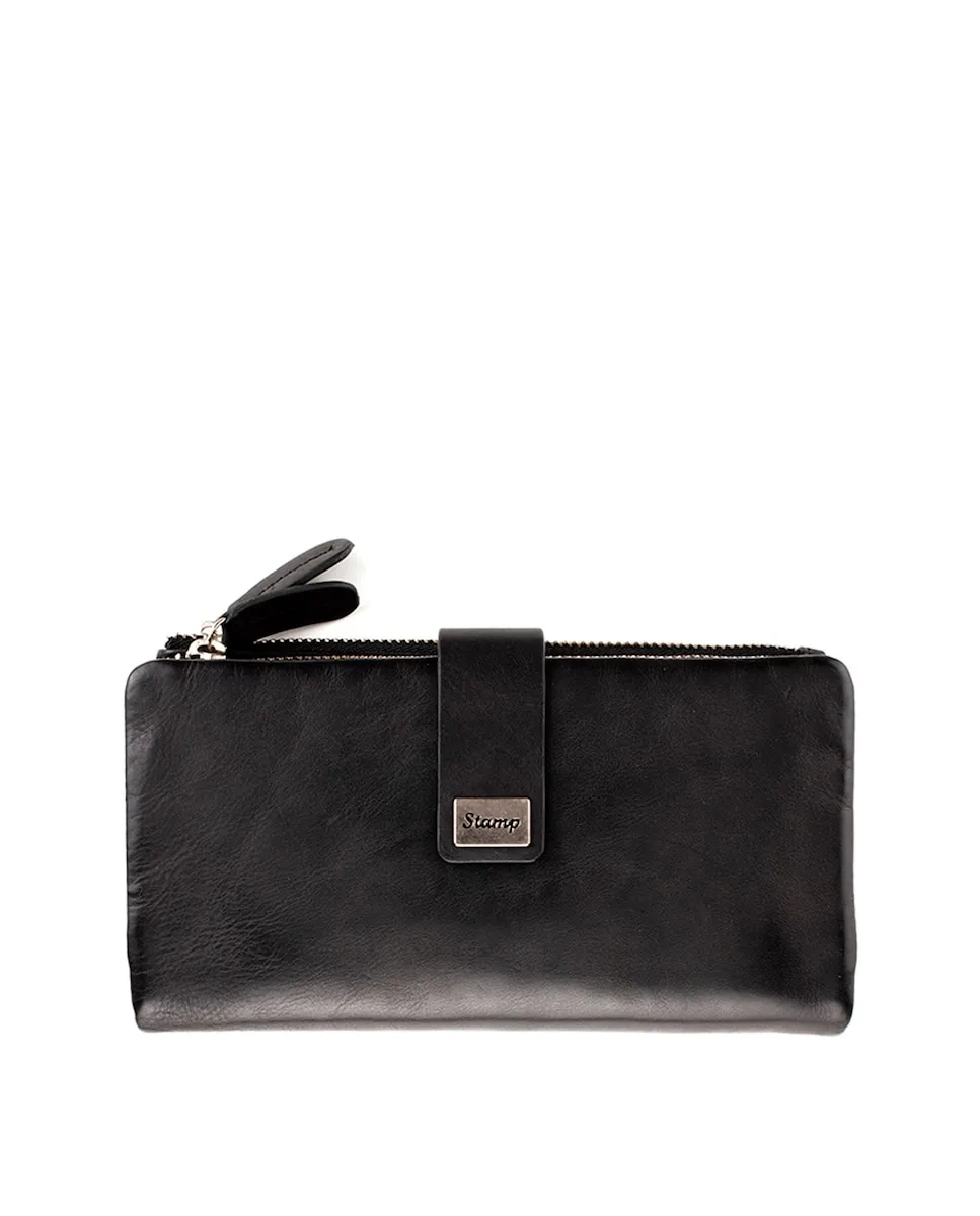 

Большая женская сумка из мягкой вымытой кожи Stamp, черный