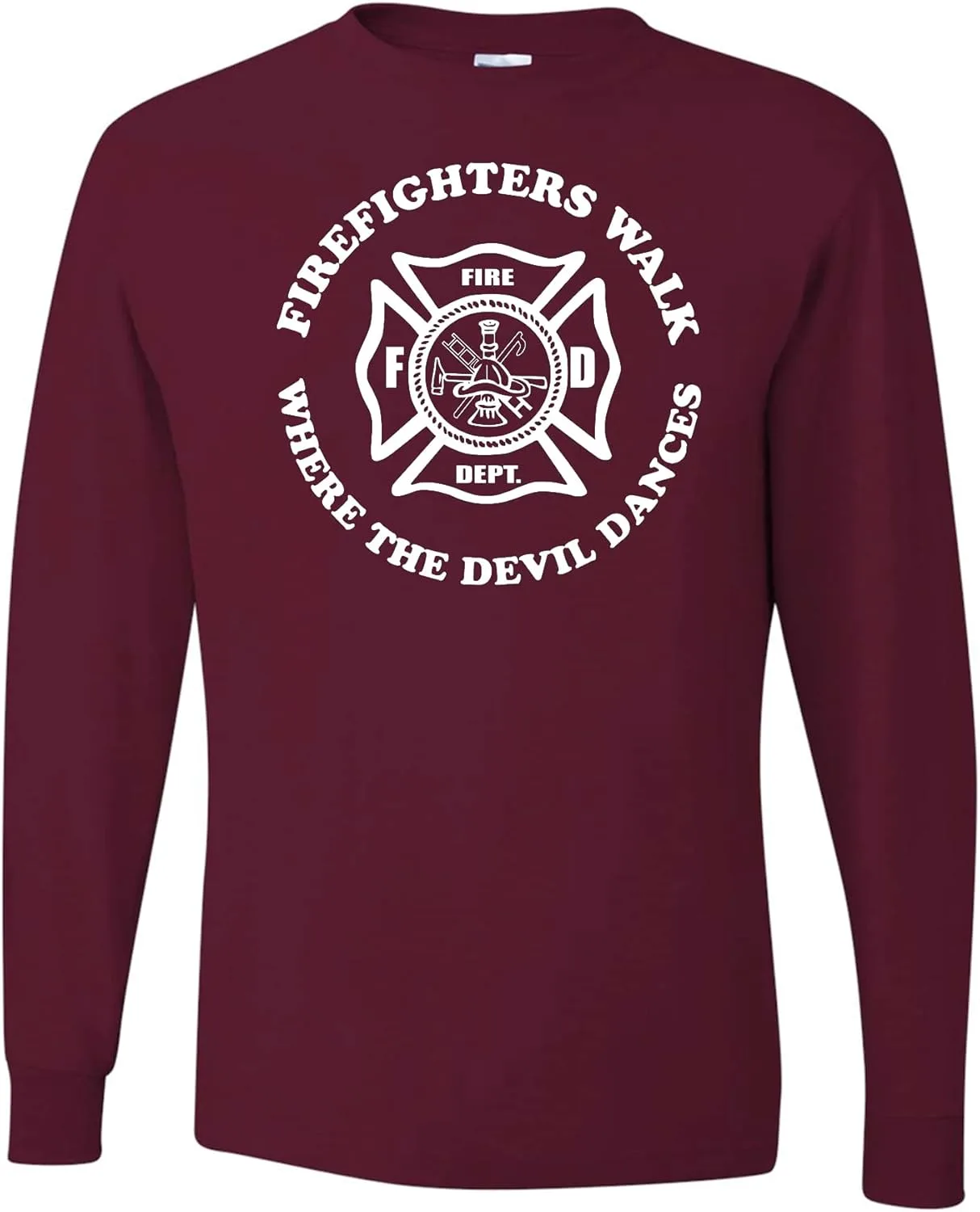 

Футболка мужская с длинным рукавом Wild Custom Apparel Firefighters Walk Where The Devil Dances Patriotic American Pride
