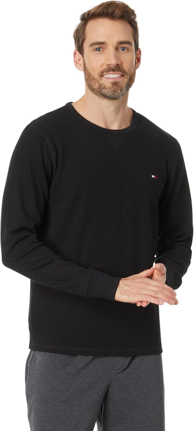

Женская вафельная кофта Tommy Hilfiger с длинным рукавом и круглым вырезом, Black