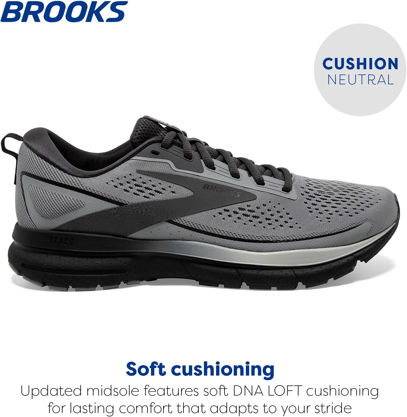 Мужские нейтральные беговые кроссовки Brooks Trace 3, черный/серый — фото 2
