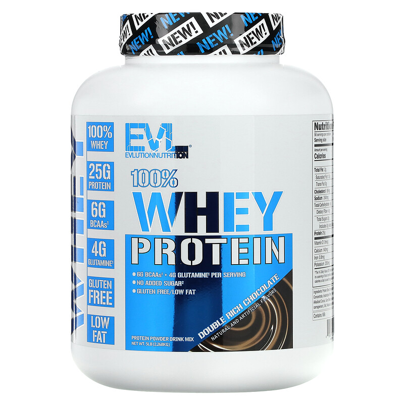 

EVLution Nutrition, 100% сывороточный протеин, шоколад двойного насыщения, 2,268 кг (5 фунтов)