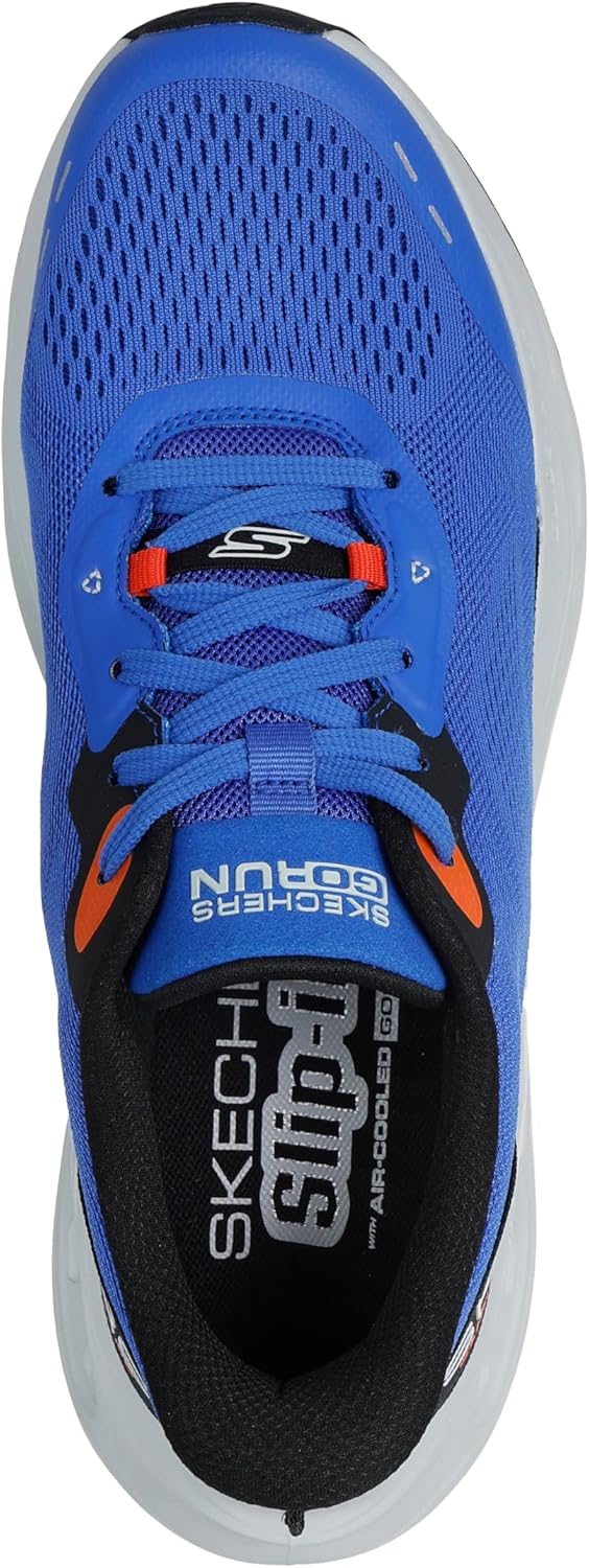 Мужские кроссовки Skechers Max Cushioning Glide Step с амортизацией, надевание без помощи рук, синий/оранжевый — фото 3