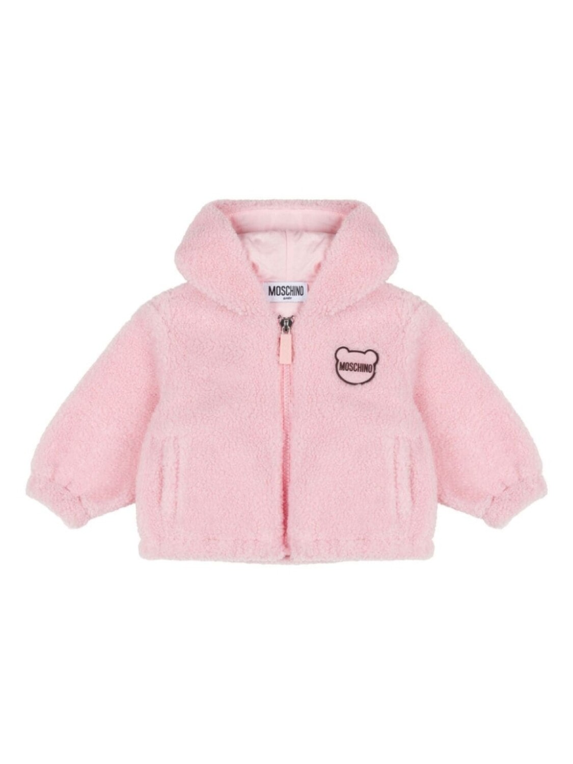 

Moschino Kids шуба из искусственного меха с капюшоном, розовый