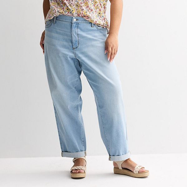 

Брюки-бойфренды mid rise relaxed Plus size Sonoma Goods For Life, Light Wash