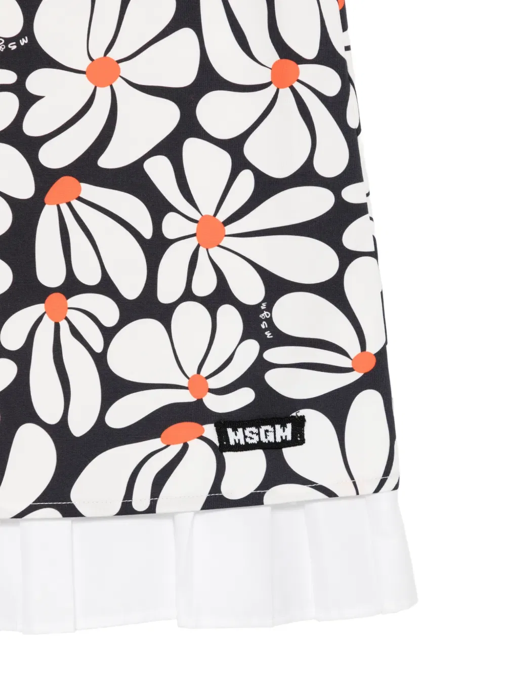 Плиссированное платье с цветочным принтом Msgm Kids, белый — фото 3
