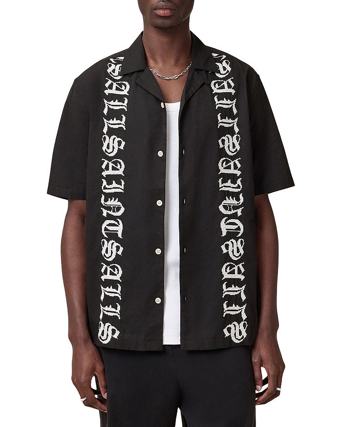 

Свободная рубашка в стиле кэмп "Scripture" ALLSAINTS, черный