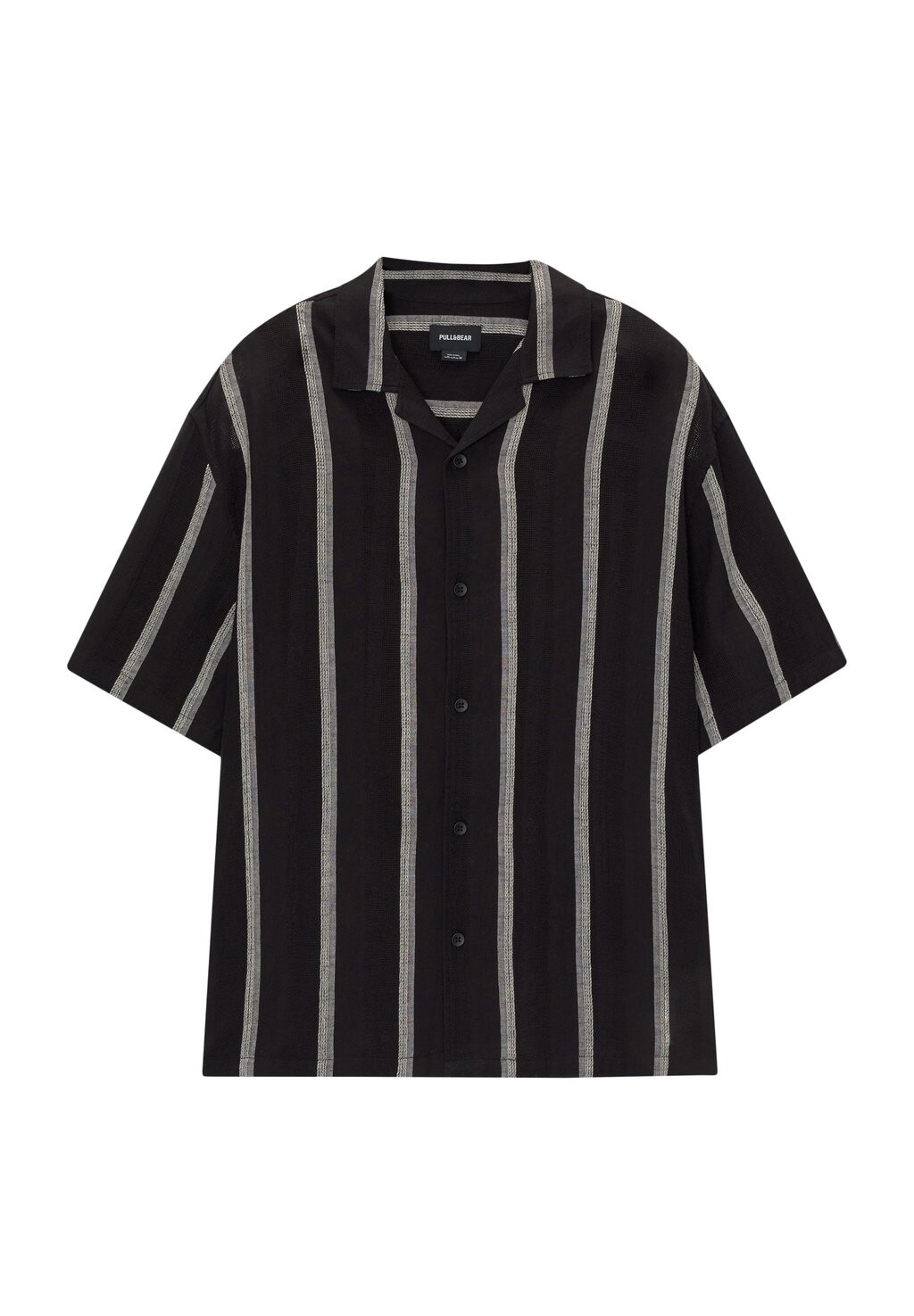 

Рубашка STRIPED SHORT SLEEVE PULL&BEAR, черный