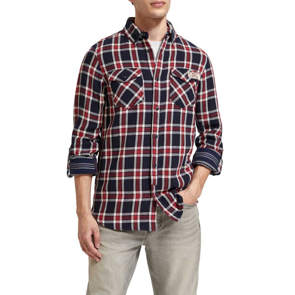 

Рубашка Scotch & Soda Archive Double Face Twill Check, синий