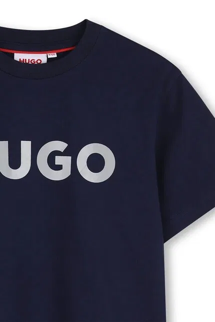 Футболка детская из эластичного хлопка HUGO, синий — фото 3