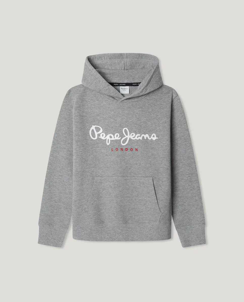 

Толстовка с капюшоном для мальчиков с напечатанным логотипом Pepe Jeans, серый