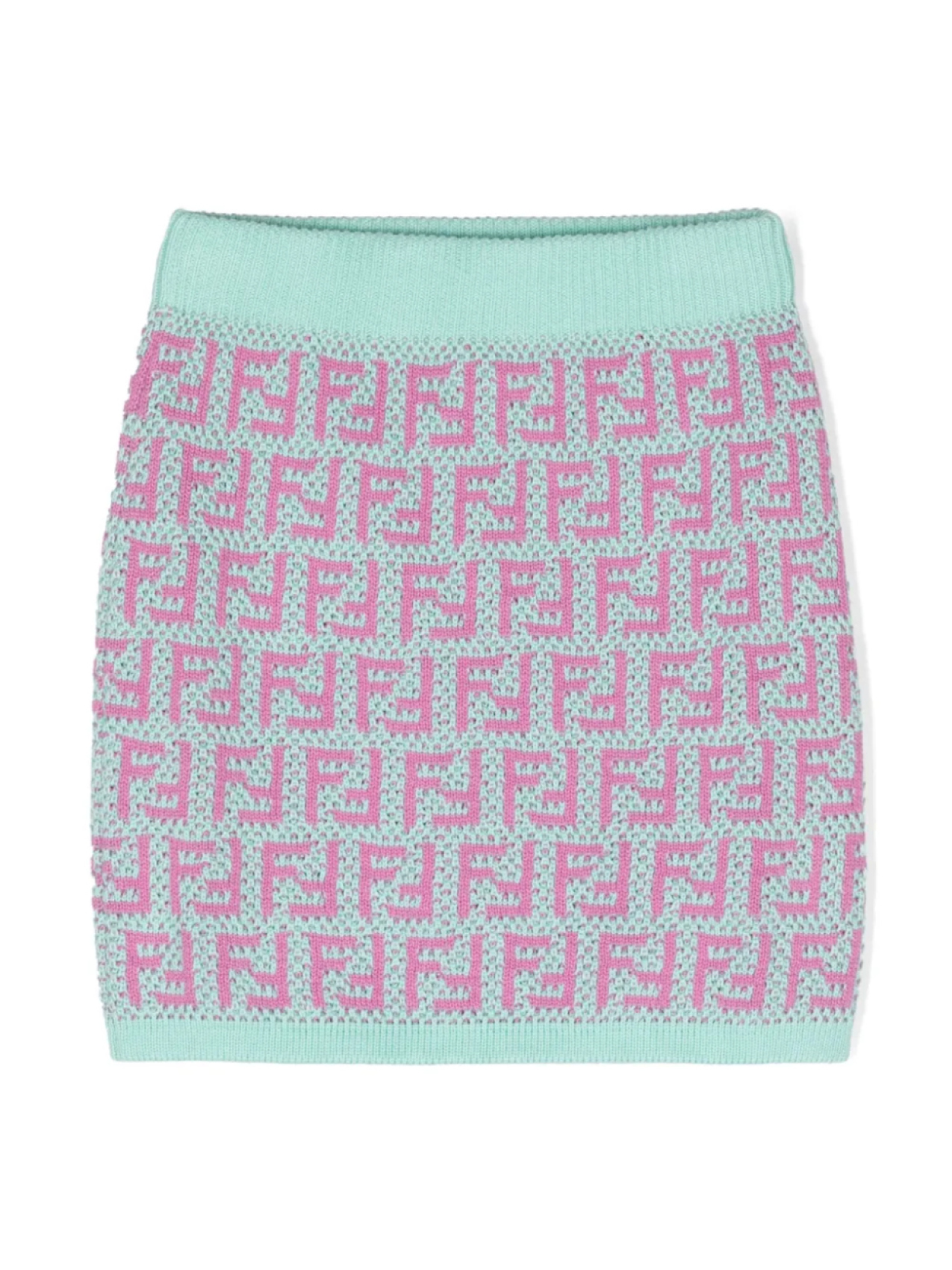 

Юбка мини в технике кроше с логотипом FF Fendi Kids, зеленый