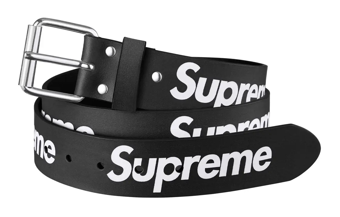 

Ремень кожаный Supreme Unisex, черный / белый